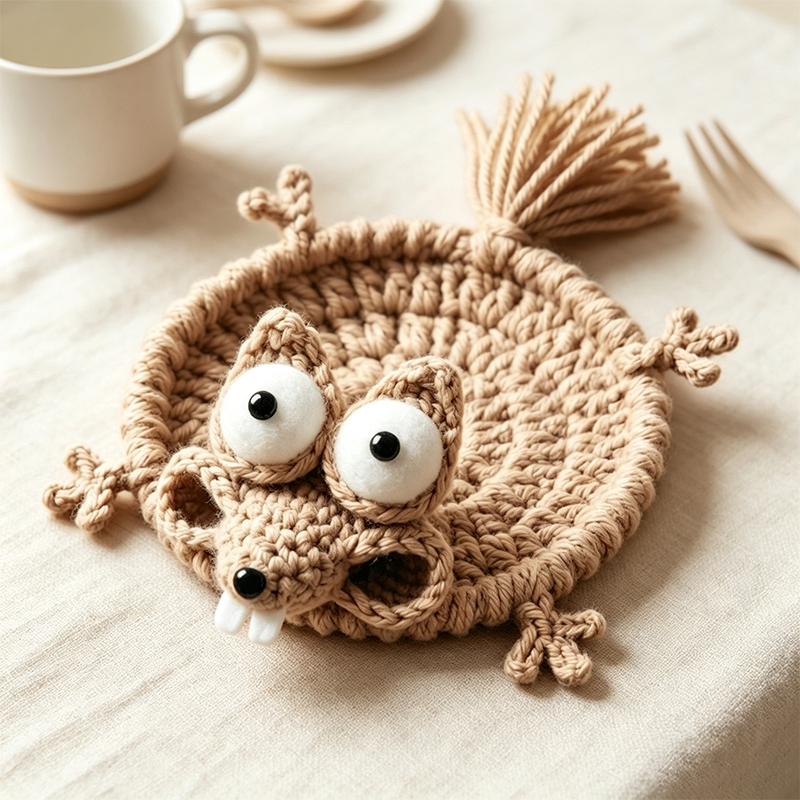 حامل أكواب حيوانات كروشيه لطيف - مراجعة Coffee Tea Knits وسعره