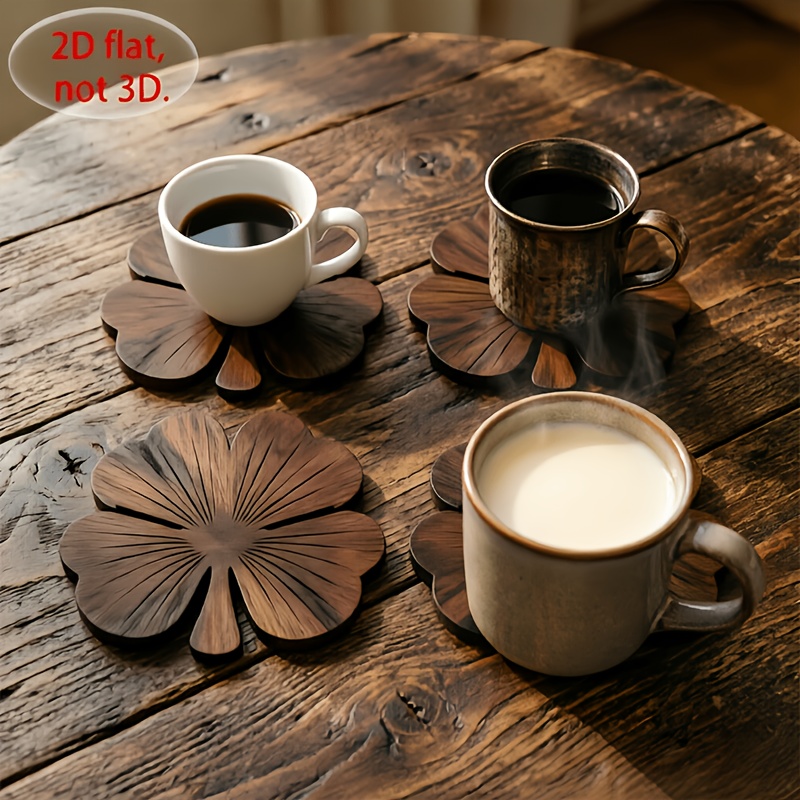 4 قطع من حاملات الأكواب الخشبي - مراجعة Coffee Tea Catering وسعره